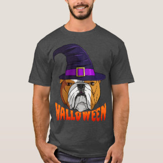 English Bulldog Witch Happy Halloween T-Shirt