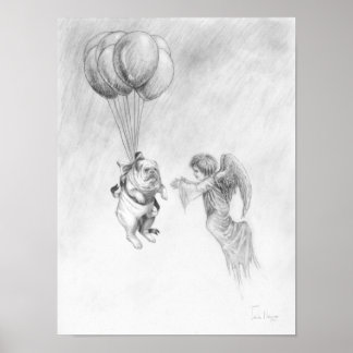 English Bulldog With Angel Poster