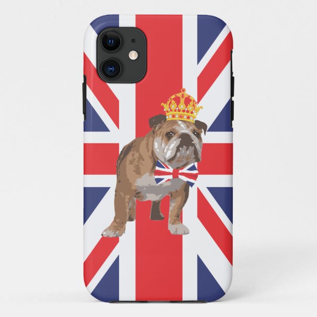 English Bulldog with Crown and Union Jack  Bow Tie Case-Mate iPhone Case (Back)