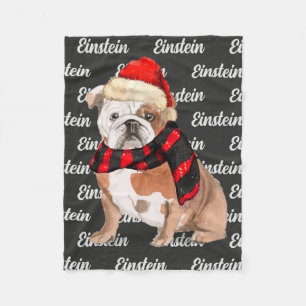 English Bulldog with Dog's Name Pet Fleece Blanket