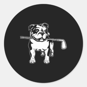 English Bulldog With Golf Clubs Dog Owner Dogs  Classic Round Sticker