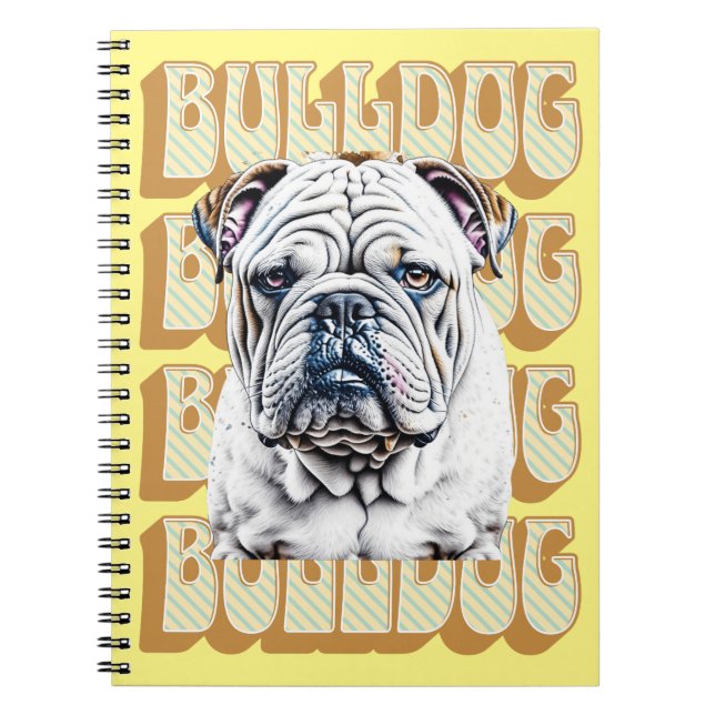 English Bulldog with Retro Font Notebook (Front)