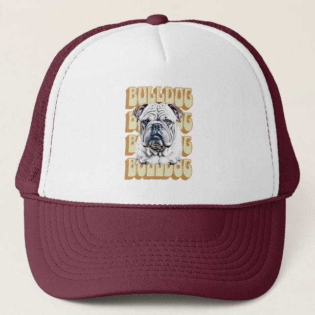 English Bulldog with Retro Font Trucker Hat (Front)
