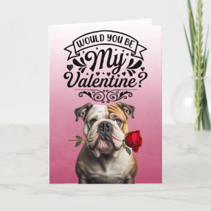 English Bulldog with rose Custom Valentine's Day  Holiday Card