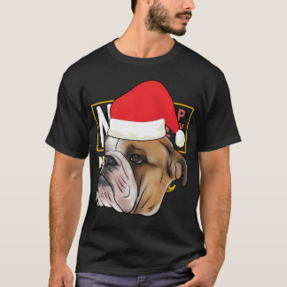 English Bulldog With Santa Claus Hat Dog Lover Chr T-Shirt