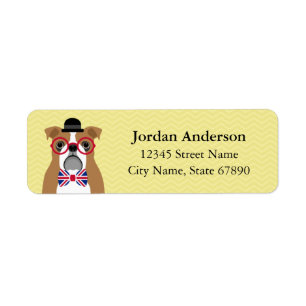 English Bulldog with Union Jack Tie Address Label Return Address Label