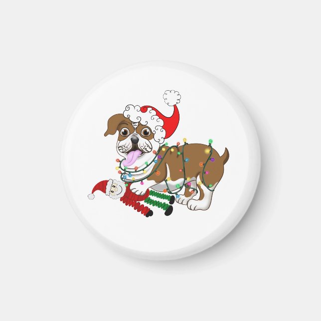 English Bulldog With Xmas Lights  Magnet (Front)