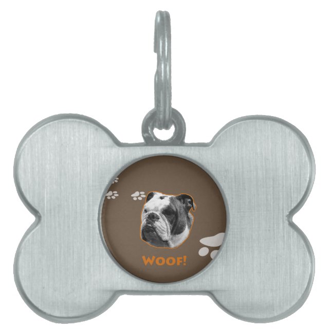 English Bulldog Woof Pet Tag (Front)