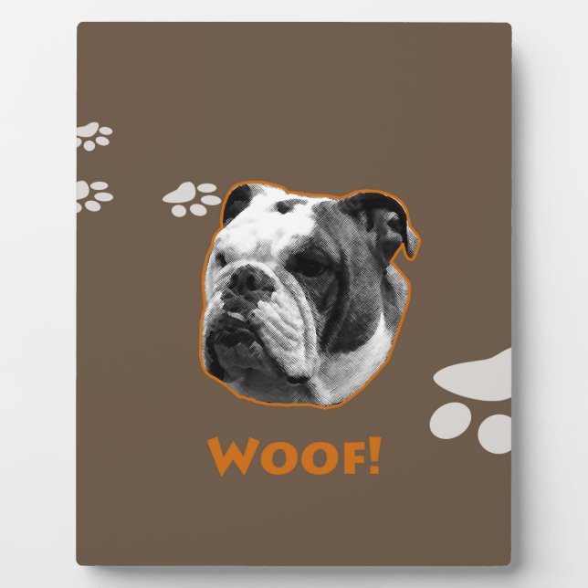 English Bulldog Woof Plaque (Front)