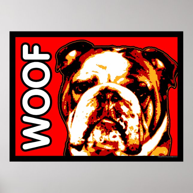 English Bulldog WOOF Poster (Front)
