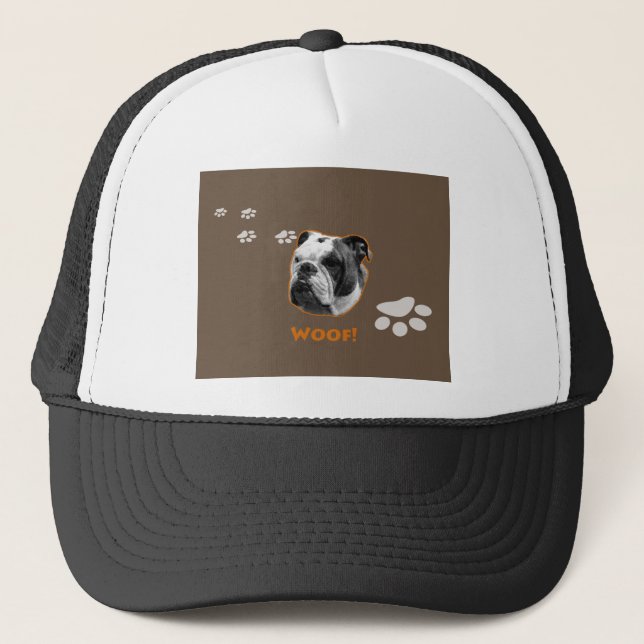 English Bulldog Woof Trucker Hat (Front)