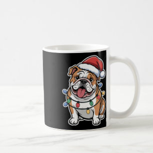 English Bulldog Wrapped In Christmas Lights Coffee Mug