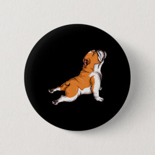 English Bulldog Yoga Mummy Dog Holder Gift Idea 6 Cm Round Badge