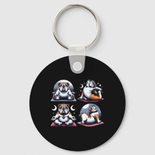 English Bulldog Yoga Poses - Peaceful Pup Meditati Key Ring