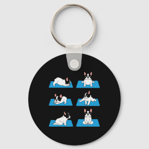 English Bulldog Yoga Puppy Yoga Poses And Meditati Key Ring