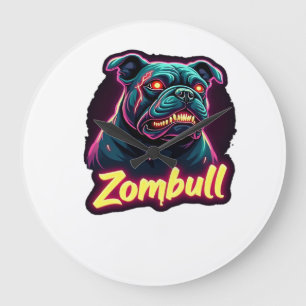 English Bulldog Zombie Dog Halloween Essential T-S Large Clock