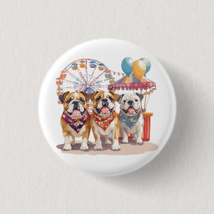 English Bulldogs At A Carnival 3 Cm Round Badge