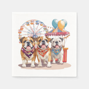 English Bulldogs At A Carnival Napkin