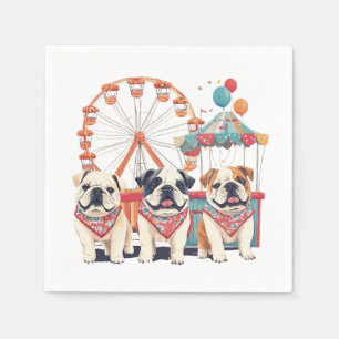English Bulldogs At A Carnival  Napkin