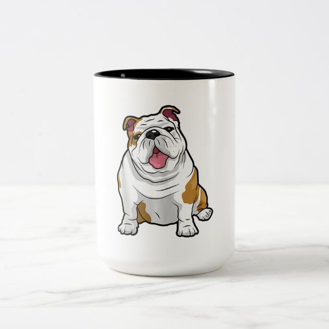 ENGLISH BULLDOGS Awesome Funny Bulldog Pups Dogs Two-Tone Coffee Mug (Center)