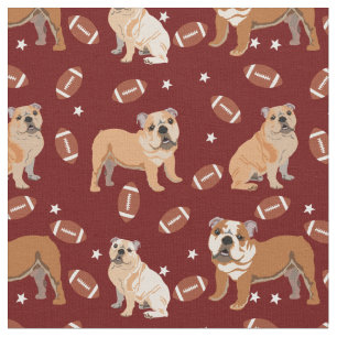 English Bulldogs dogs footballs sport pattern Fabric