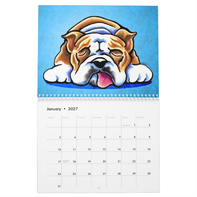 English Bulldogs Off-Leash Art™ Vol 1 Calendar (Jan 2027)