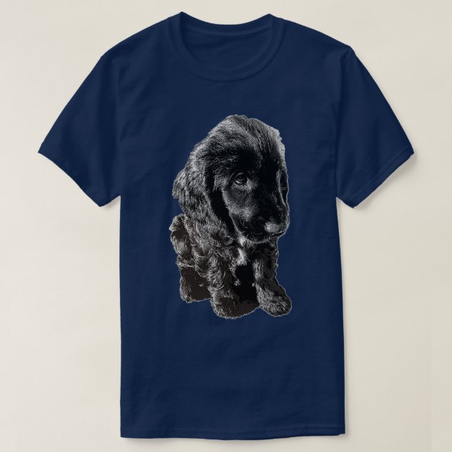 English Cocker Spaniel Black Puppy Dog Adorable  T-Shirt (Design Front)