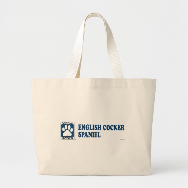 English Cocker Spaniel Blue Large Tote Bag (Front)