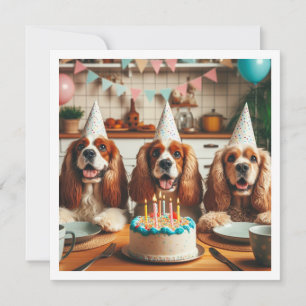 English Cocker Spaniel card,  Spaniel birthday Invitation