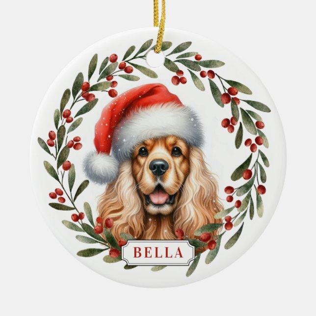 English Cocker Spaniel Ceramic Circle Ornament (Front)