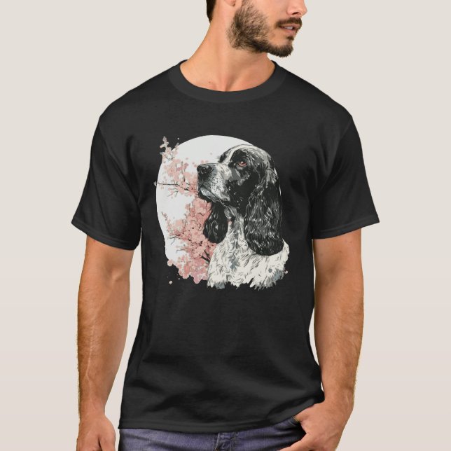 English Cocker Spaniel Cherry Blossom Dog Japanese T-Shirt (Front)