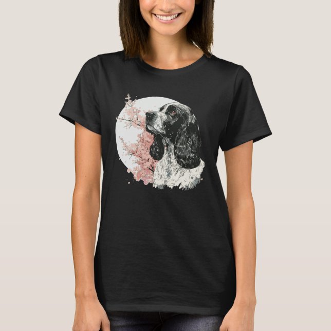 English Cocker Spaniel Cherry Blossom Dog Japanese T-Shirt (Front)