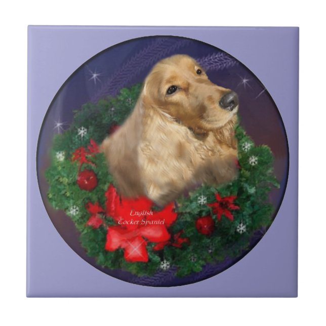 English Cocker Spaniel Christmas Ceramic Tile (Front)