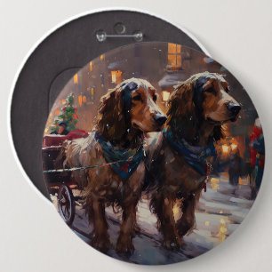 English Cocker Spaniel Christmas Festive Season 6 Cm Round Badge