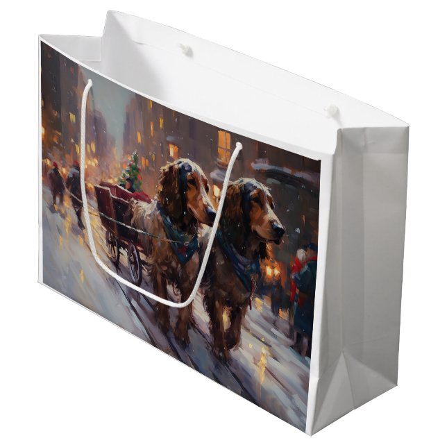 English Cocker Spaniel Christmas Festive Season Large Gift Bag (Front Angled)