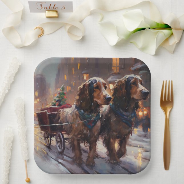 English Cocker Spaniel Christmas Festive Season Paper Plate (Wedding)
