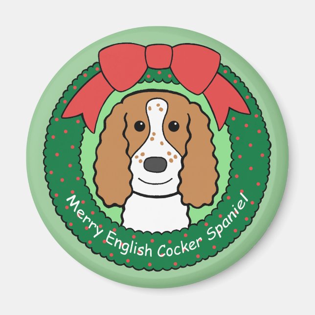 English Cocker Spaniel Christmas Magnet (Front)