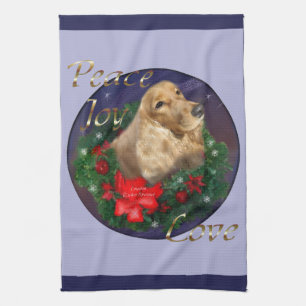 English Cocker Spaniel Christmas Tea Towel