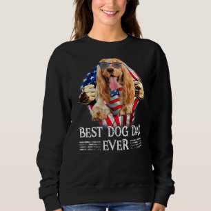 English Cocker Spaniel Dad American Flag 4th Of Ju Sweatshirt