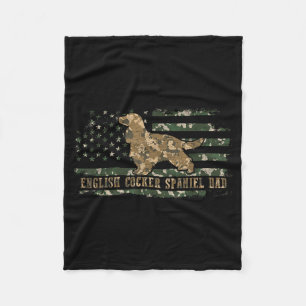English Cocker Spaniel Dad Camo American Flag Fleece Blanket