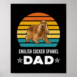 English Cocker Spaniel Dad Retro Animal  Poster