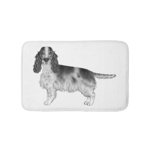 English Cocker Spaniel Design In Black And White Bath Mat