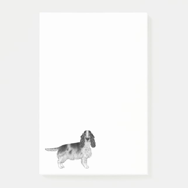 English Cocker Spaniel Design In Black And White Post-it Notes (Front)