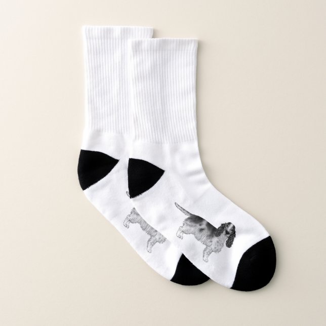 English Cocker Spaniel Design In Black And White Socks (Pair)