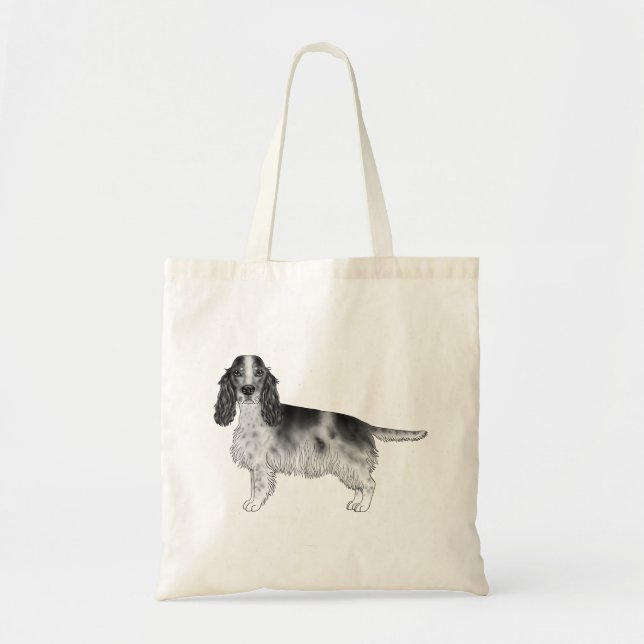 English Cocker Spaniel Design In Black And White Tote Bag (Front)