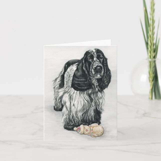 English Cocker Spaniel Dog Art Note Card (Front)