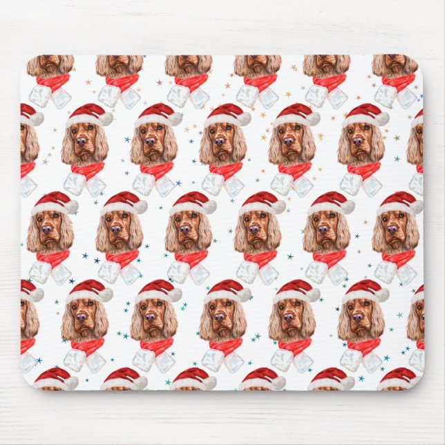 English Cocker Spaniel Dog Breed Christmas Mouse Pad (Front)