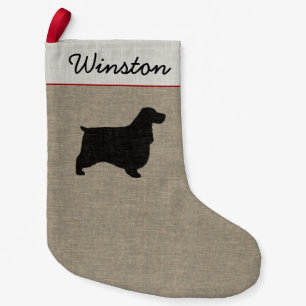 English Cocker Spaniel Dog Breed Silhouette Custom Small Christmas Stocking