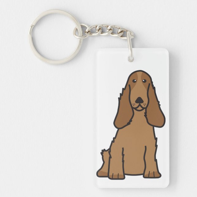 English Cocker Spaniel Dog Cartoon Key Ring (Front)