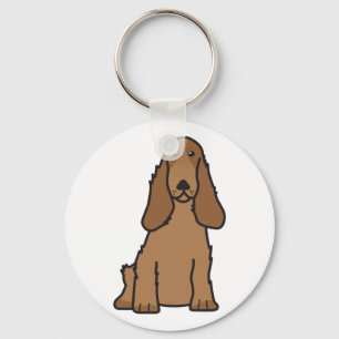English Cocker Spaniel Dog Cartoon Key Ring